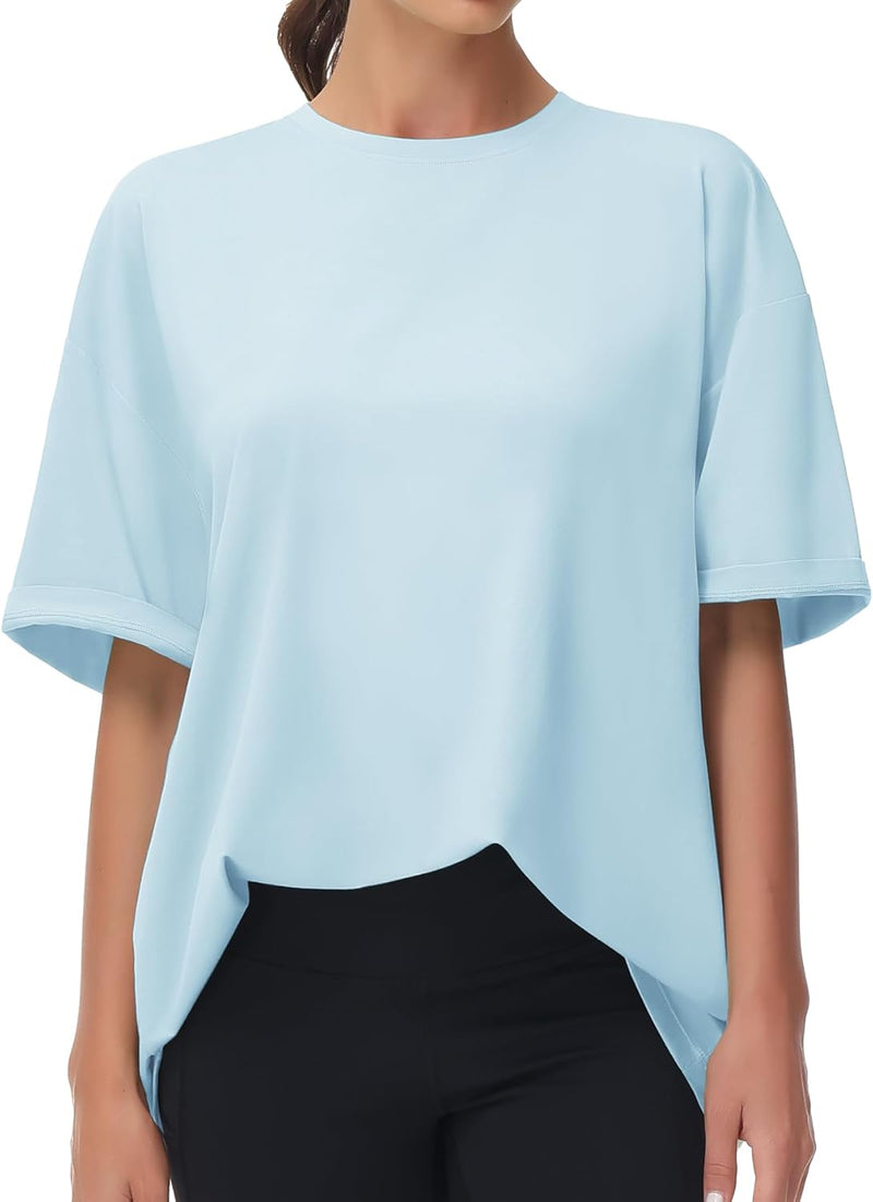 THE GYM PEOPLE Women's Casual Oversized T-Shirts Summer Crewneck Short Sleeve Workout Basic Tee Tops