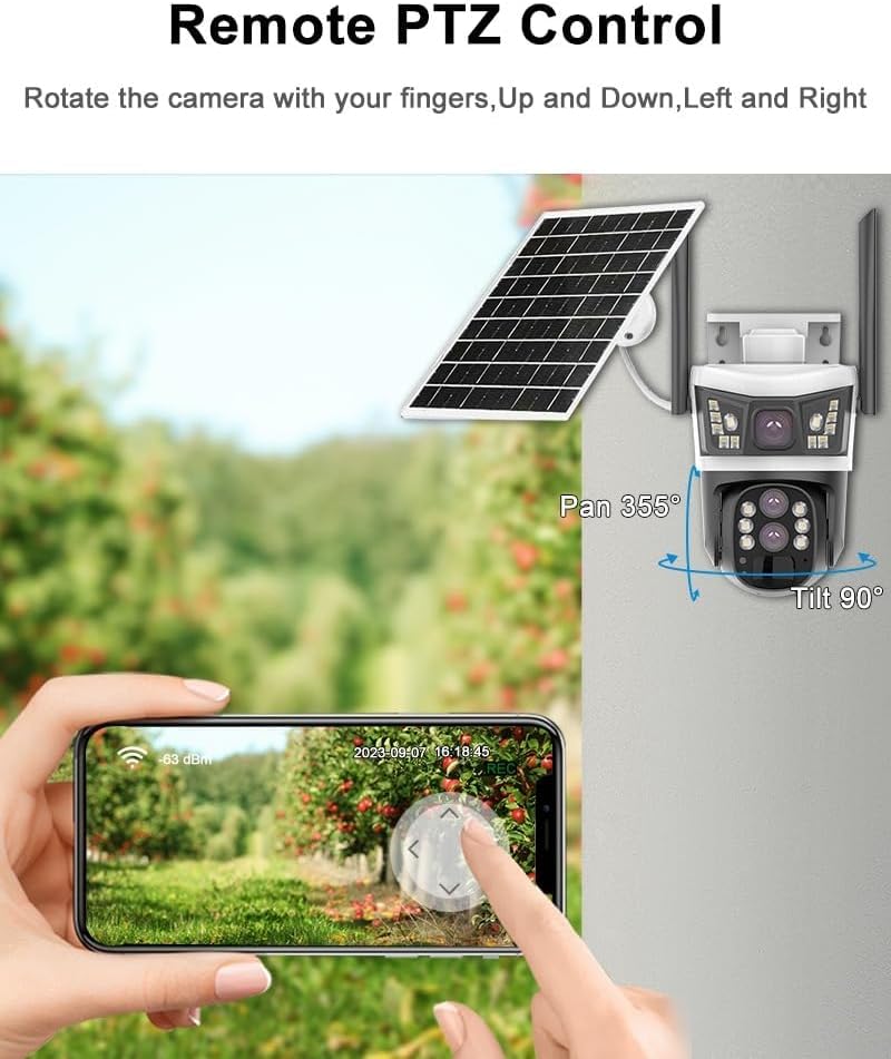 V380 Pro 4G 10X Optical Zoom 3 Lens 3 Screen 4MP Solar Powered Battery Camera CCTV Security V380 CCTV Camera Solar 4G 355° Pan 90° Tilt, IP66 Waterproof,Color Night Vision 4K