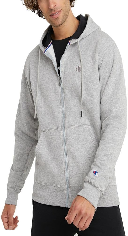 mens Powerblend Full-zip Hoodie Warm Up or Track Jacket (pack of 1) - Oxford Gray - C Logo