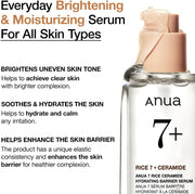 Rice Ceramide 7 Hydrating Barrier Serum, Brightening, Hydrating Serum for Face, Rice, Hyaluronic Acid, Niacinamide, Fragrance-free, Non comodogenic, Glass Skin, Korean Skin Care, 50ml/1.69fl.oz.