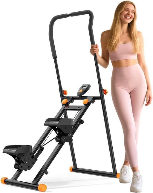 Vertical Climber for Home Gym Exercise, Stair Climber for Full-Body Workout, Compact Folding Cardio Exercise Climber with Extended Step Range, Adjustable Height Handlebar Fitness Stair - Black