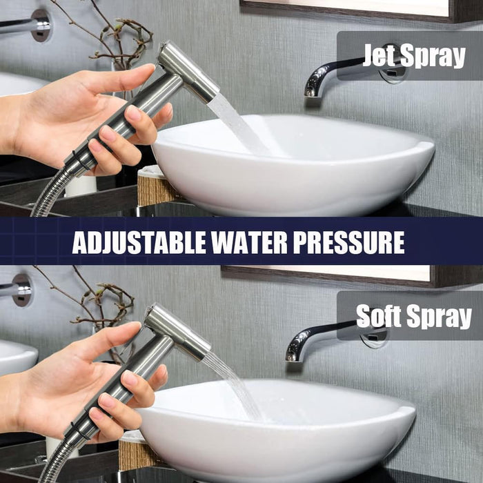 Handheld Bidet Sprayer for Toilet, Jet Sprayer for Toilet Cloth Diaper Sprayer Set, Bathroom Stainless Steel Spray for Personal Hygiene, Adjustable Muslim Shower Bidets for Existing Toilets (2 Pcs)