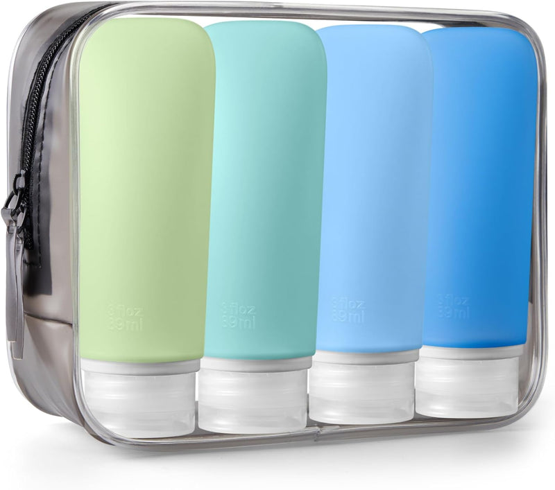 INSFIT Travel Bottles for Toiletries,Leak Proof 90ml Travel Size Containers, BPA Free TSA Approved Squeezable Silicone Tubes for Shampoo Conditioner Lotion Soap with Labels