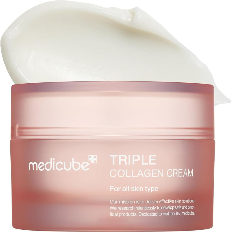 Triple Collagen Cream 50 ml Korean Moisturizing Face Cream Daily Firming & Conditioning Care for Smooth, PlumpLooking Skin - White