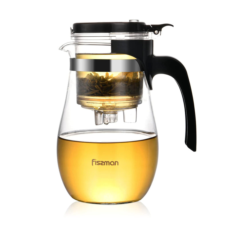 Fissman Glass Tea Pot With Filter 900 ml, Infuser for Loose Leaf, Blooming Tea, Tea Bags & Fruit Infused Water, GUNFU Series