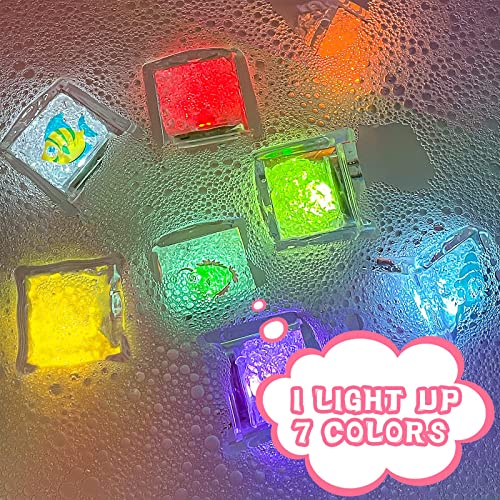SYOSI 8 Pcs Baby Bath Toys, Glowing Color Changing Ice Cube Glowing Color Changing LED Light Baby Light Up Bathtub Toys for Bathroom Shower Game Swimming Pool Party
