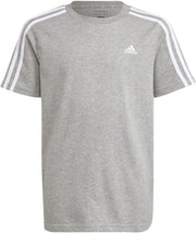 Unisex Child Essentials 3-Stripes Cotton T-shirt - Medium Grey Heather/White