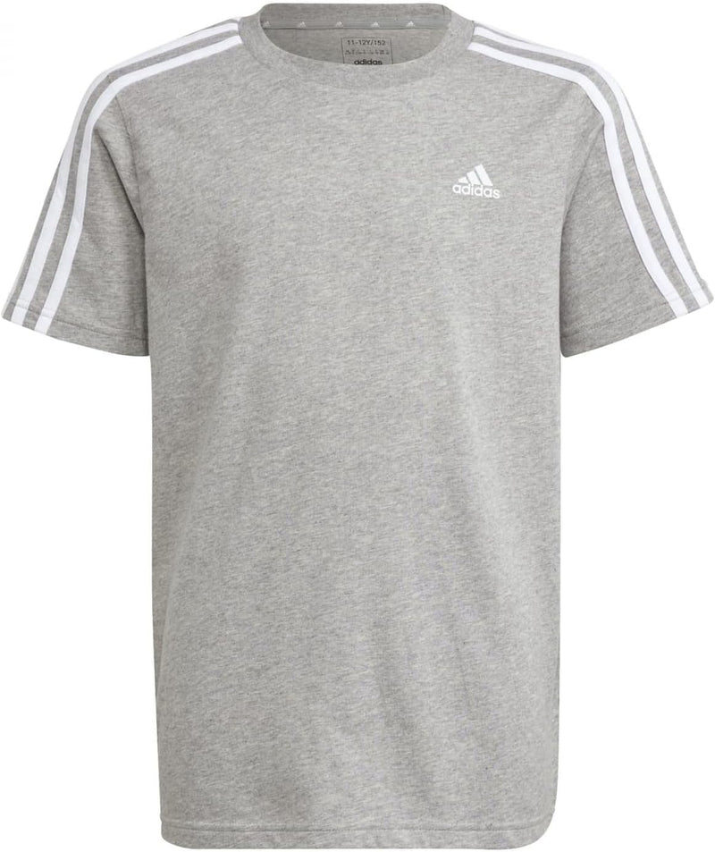 Unisex Child Essentials 3-Stripes Cotton T-shirt - Medium Grey Heather/White