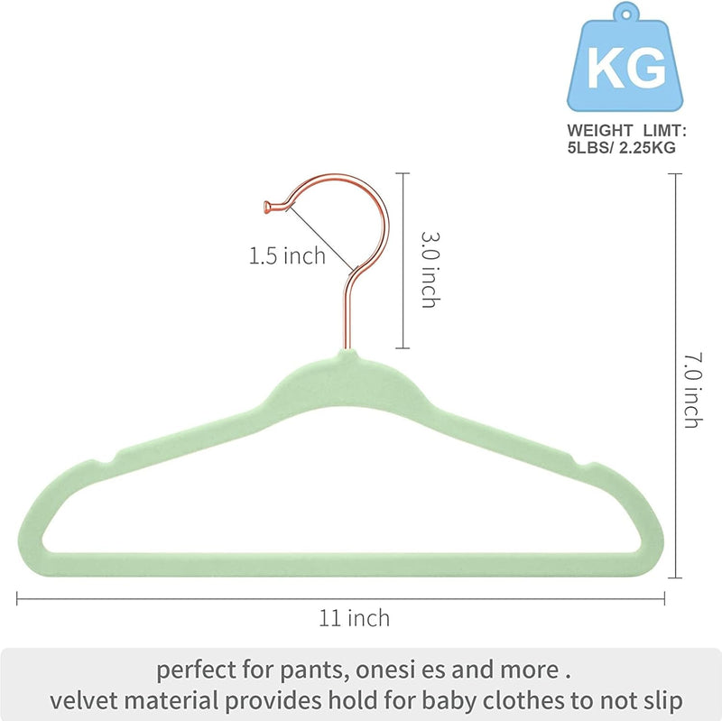 Red Dot Gift® 15-Pack Baby Velvet Hangers 11Inch - Nursery Clothes Hangers Non Slip Toddler Hangers, 360 Chrome Swivel Hook (Pink)