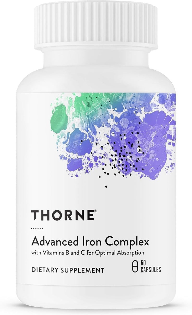 Advanced Iron Complex - Complete Blood Support Formula - Elemental Iron, Folate, B and C Vitamins for Optimal Absorption - Chelated Iron Supplement - Gluten, Dairy & Soy-Free - 60 Capsules