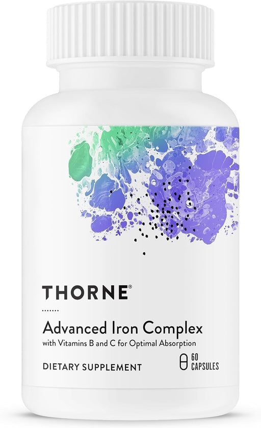Advanced Iron Complex - Complete Blood Support Formula - Elemental Iron, Folate, B and C Vitamins for Optimal Absorption - Chelated Iron Supplement - Gluten, Dairy & Soy-Free - 60 Capsules