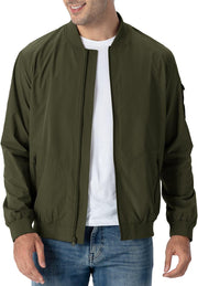 Men's Lightweight Bomber Jacket Flight Golf Casual Active Shell - 01 Green Army