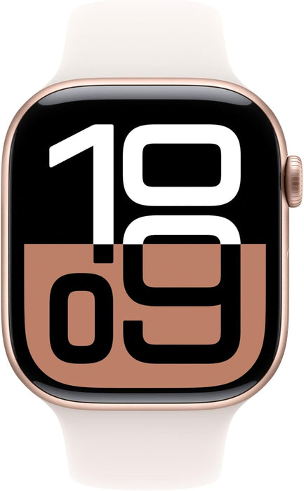 Apple Watch Series 10 GPS 46 mm Smartwatch with Jet Black Aluminium Case with Black Sport Band - M/L. Fitness Tracker, ECG App, Always-On Retina Display, Water Resistant