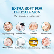 Mumoo Bear Disposable Face Towel Facial Cotton Tissue Pure Cotton Dry Wipes Soft Makeup Remover Towel for Sensitive Skin Portable (70 Counts)