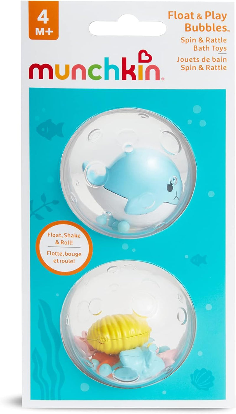 Munchkin Float & Play Bubbles, bath toy, bath activity fun, colorful toy to keep kids engaged, infant/baby/toddler/kids, 4 months and above, pack of 2.