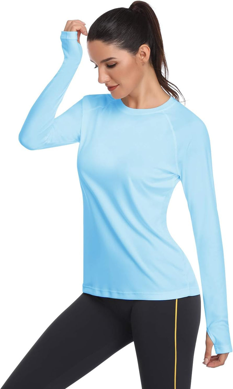 Women's UPF 50+ Sun Protection Long Sleeve Shirts Outdoor Hiking Fishing Tops - Long Sleeve-blue