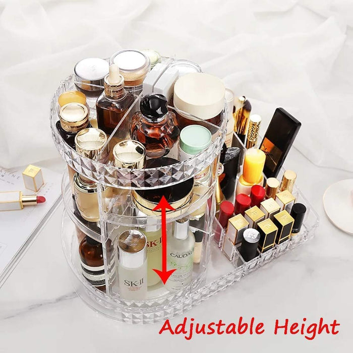 '-MOMENT Makeup Organizer,360°Rotating Adjustable Cosmetic Storage Display Case with 7 Layers Large Capacity for Skin Care,Cosmetic Brush,Lipstick and Nail Polish (Clear)