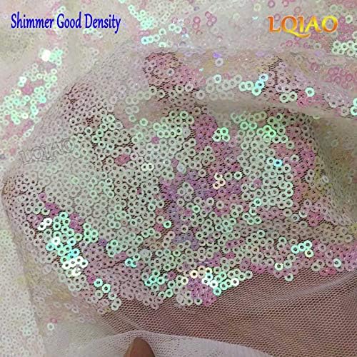 LQIAO 2 Panels Light Gold Sequin Backdrop Glitter Fabric for Wedding Birthday Parties Shimmer Wall-2x8ft