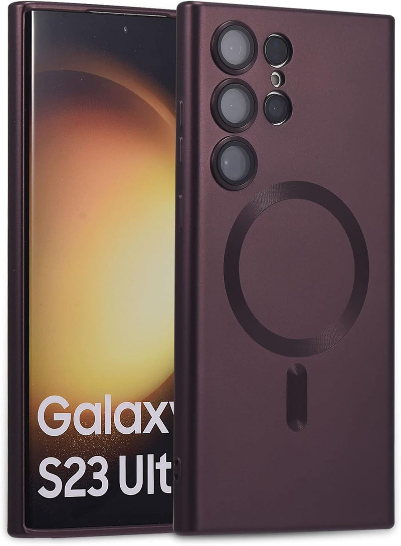 Magnetic for Samsung Galaxy S23 Ultra Case,Soft Silicone Samsung S23 Ultra Phone Case with Camera Protection,Anti-Fingerprint Samsung Galaxy S23 Ultra Case Compatible with MagSafe, Red - S23 Ultra Red