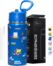 Water Bottle for Kids, 500ml Bottle for School, Stainless Steel Water Bottle for Kids, Double Wall Insulated Water Flask, BPA Free Steel Bottles (Green) - Navy Blue