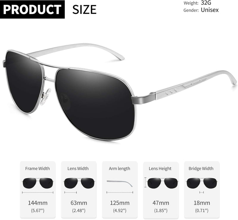 Joopin Rectangular Polarized Aviaion Sunglasses for Men Retro Military Shades Driving UV Protection