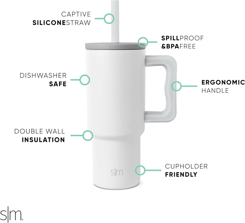 Simple Modern Kids 24 oz Tumbler with Handle and Silicone Straw Lid | Spill Proof and Leak Resistant | Reusable Stainless Steel Bottle | Gift for Kids Boys Girls | Trek Collection | Asteroid