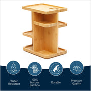RoyalHouse Bamboo 360 Degree Rotating 12 inches Makeup Organizer, Display Cosmetic Organizer, Multi-Function Storage for Makeup Desk, Bathroom, Bedroom, Closet, and Toiletries - Pack of 1
