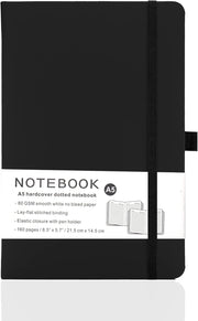 Yanek A5 Lined Notebook - Hardcover, 160 Pages, Writing Pad for Notes, Journals, Sketches, School, Office, and Personal Use - Durable, Portable, Pack of 1 (Black) - Black