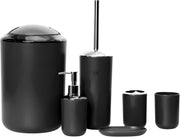 FEELINGS Bathroom Accessories Set 6 Piece Bath Ensemble Includes Soap Dispenser, Toothbrush Holder, Toothbrush Cup, Soap Dish for Decorative Countertop and Housewarming Gift,Large (WHITE) - BLACK