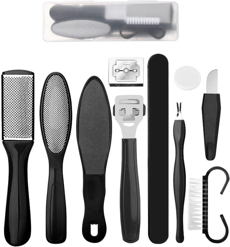 Nnewvante Professional Pedicure Tools Set, 10 in 1 Stainless Steel Foot Care Kit Foot Rasp Dead Skin Remover Pedicure Kit,Foot File Kit Foot Callus Remover, for Men Women Travel