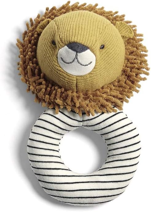 Mamas & Papas Soft Lion Character Grabber Rattle, Ring Shaped, Interactive Activity Toy