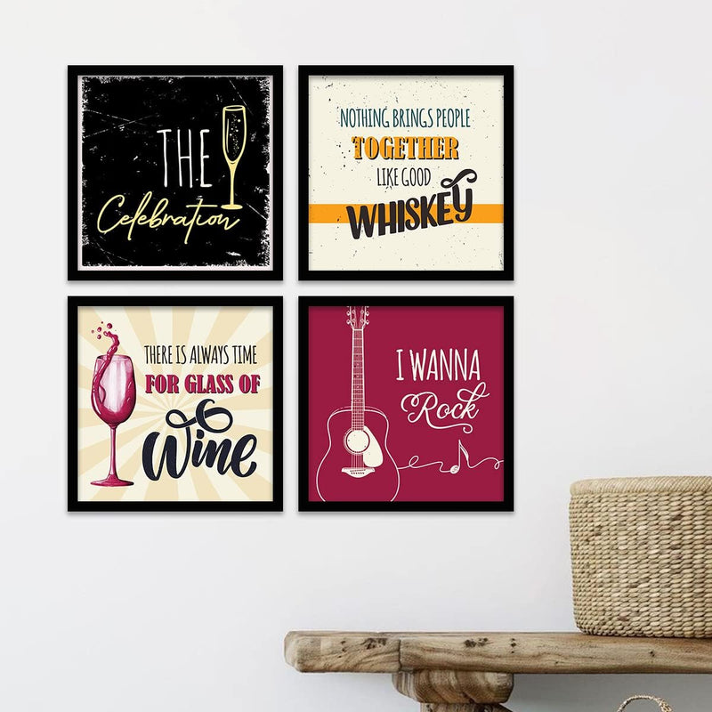 kotart Engineered Wood Photo Frames For Kitchen And Restaurant Wall Decoration - Food Quotes Decor Poster With Frame (11 Inch X 11 Inch, Multi) Design-2, Square)