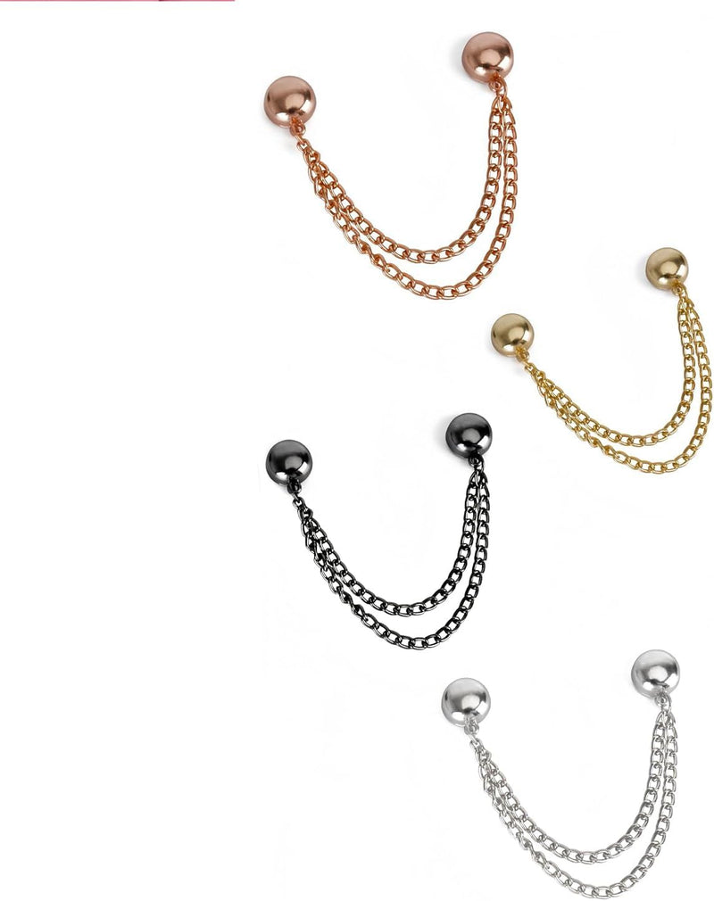 Magnetic Clothing Clips, Multi-Function Magnet Pin with Chain, Hijab Magnets & Clothing Brooch for Shirt Ties, Fabric Button Fastener – Versatile Clip for Shirts, and Fabrics(4pcs,Silver)