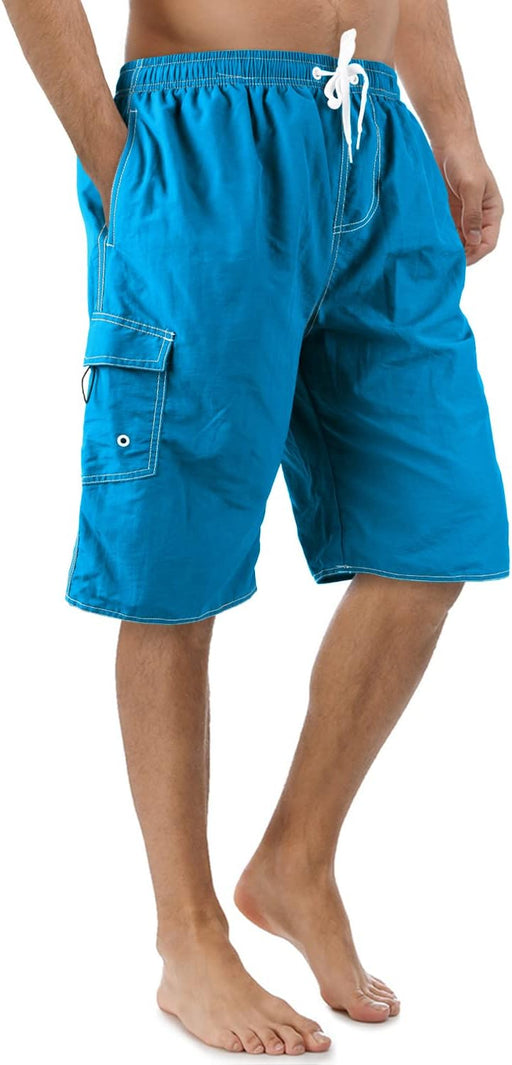 Men Trunk Style Swim Trunks - Blue