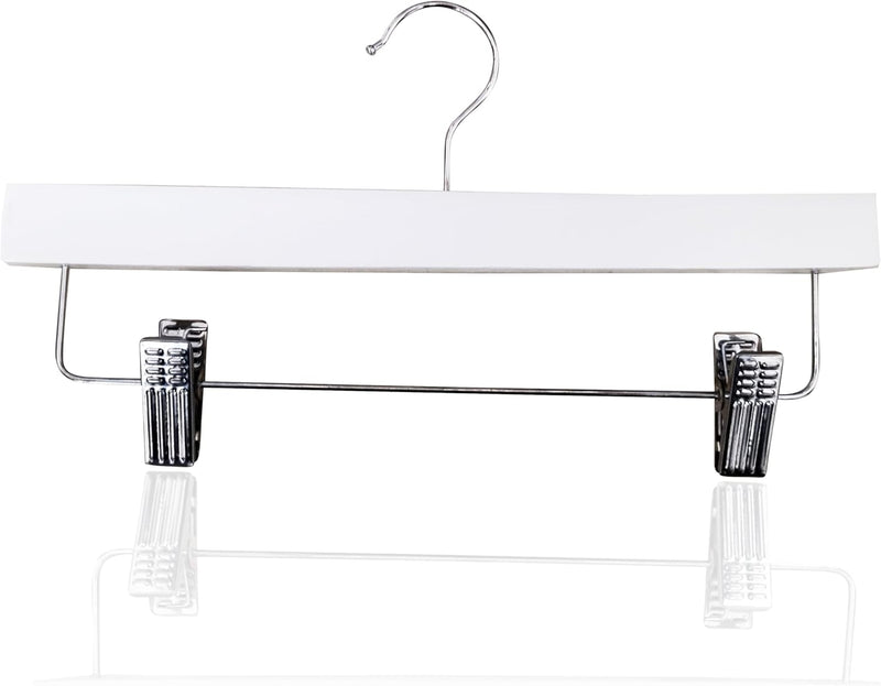 ZOBER Wooden Hanger with Clips for Kids - Premium Adjustable Non-Slip Hangers for Toddlers, Children & Baby Clothes - Durable & Space-Saving Design for Organizing the Cloths Pack of 5 (White)