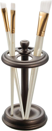iDesign Steel Toothbrush Holder Stand The York Collection Four Divided Compartments, 3.25 x 5.75, Brushed Nickel & Polished Chrome - Bronze 3.25" x 3.25" x 5.75"