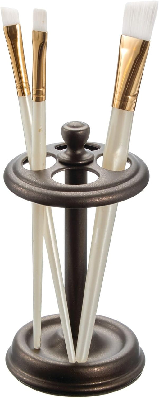 iDesign Steel Toothbrush Holder Stand The York Collection Four Divided Compartments, 3.25 x 5.75, Brushed Nickel & Polished Chrome - Bronze 3.25" x 3.25" x 5.75"