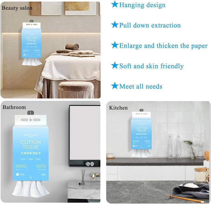S SYMEFER Disposable Face Towel Soft Washcloths Facial Cleanning Cotton Tissue Wet Dry Cotton Facial Wipes Makeup Remover Towel for Skincare (3 Pack)