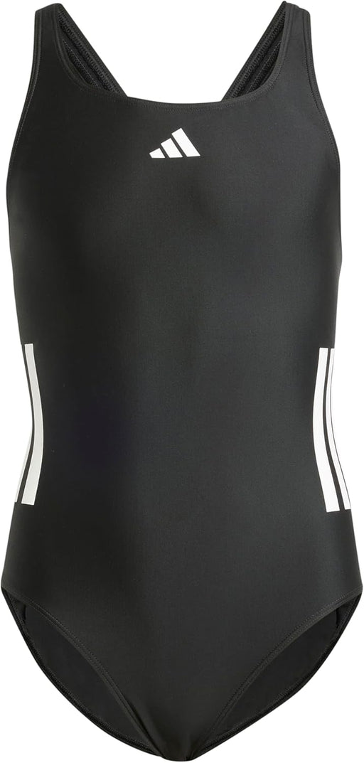 Girl's 3-stripes C-back Swimsuit Kids One Piece Swimsuit - Black / White