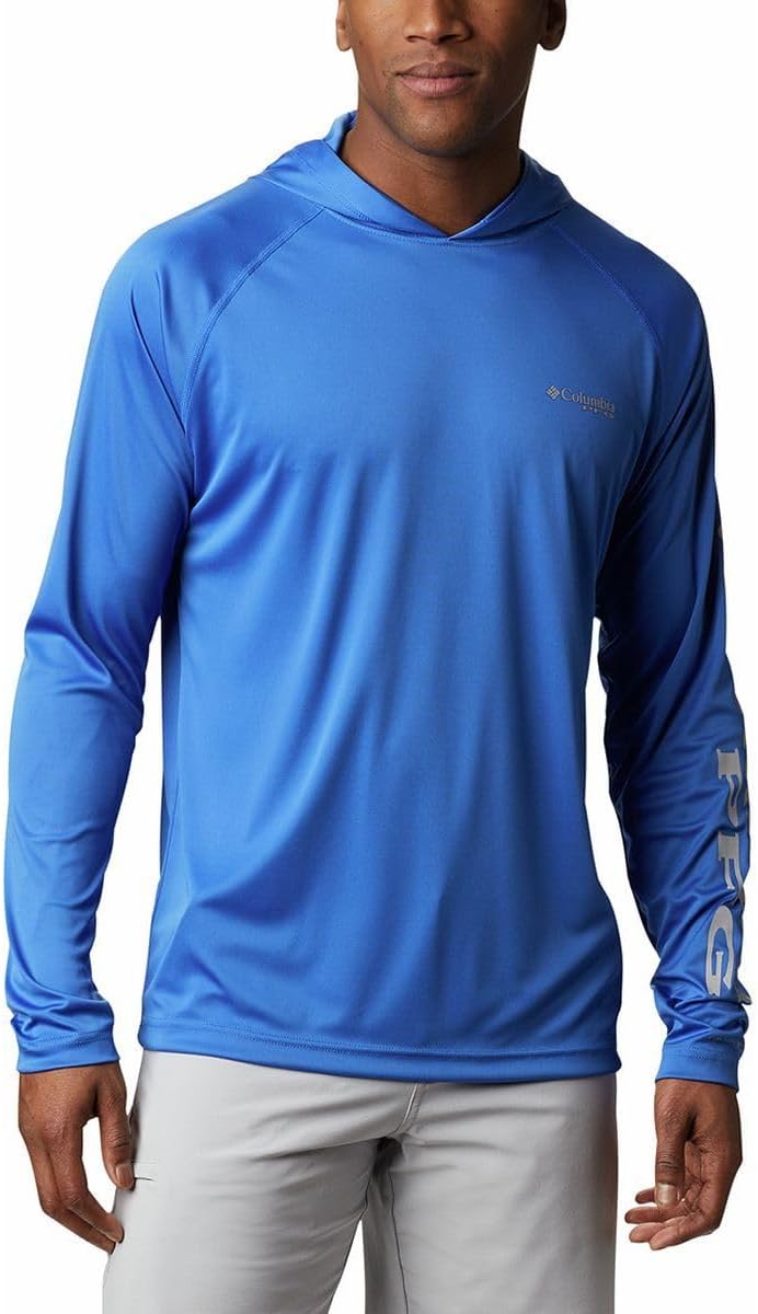 Men's PFG Terminal Tackle Hoodie - Vivid Blue/Cool Grey Logo