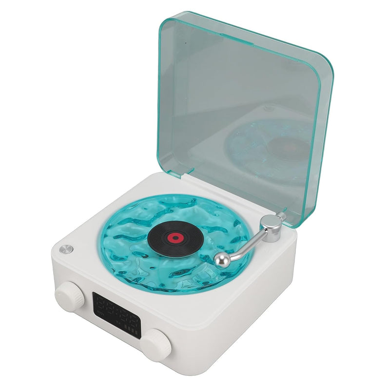 XUMIUZIY Waves Player, Waves Bluetooth Speaker with Ambient Light & Display Screen, Portable Stereo Sound Vintage Record Player Speaker, for Bedroom,Office,Party,Relaxing,Christmas (White)