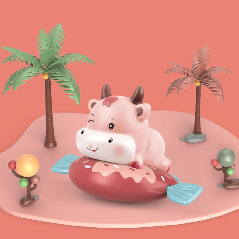 Children Bathing Toy,Float Wind-Up Baby Bath Toys Cow Swimming Pool Game Toy for Kids, Children | Cute Farm Animal Toy Water Jet Toy for Bathtub, Beach, Pool