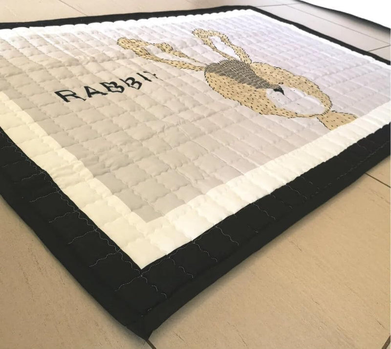 Junior Kingdom Rabbit Baby Playmat (145x195cm) - Soft Cotton Baby Crawling Mat with Rabbit Design for Tummy Time, Ideal for Infants, Kids, Birthdays & Cotton Blanket Use Toddler Floor Mat