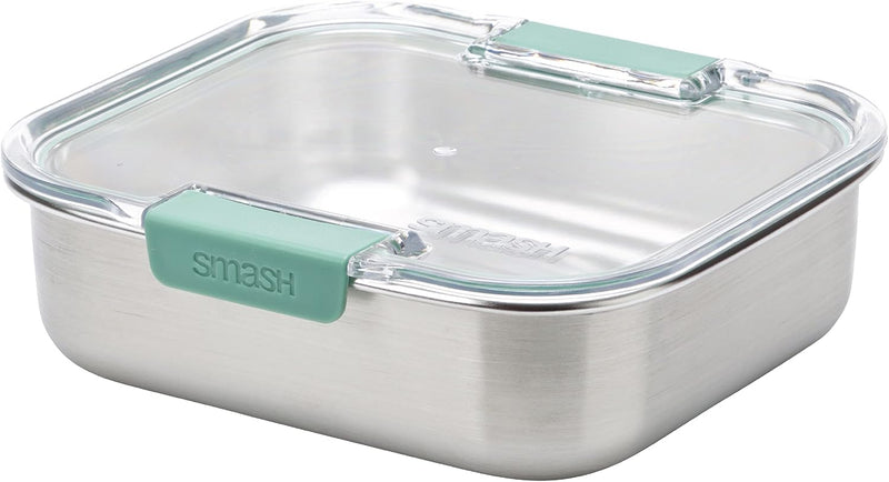 Smash LS-2135 Stainless Steel Microwave Safe 3 Compartment Bento Lunch Box, 1300 milliliters, Sage - Green 600ml
