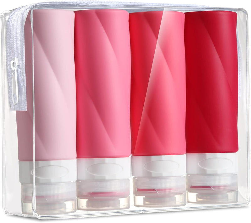 Gemice Travel Bottles for Toiletries, 3oz Tsa Approved Travel Size Containers BPA Free Leak Proof Travel Tubes Refillable Liquid Travel Accessories with Clear Toiletry Bag (4 Pack)