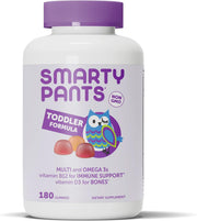 Toddler Formula Daily Gummy Multivitamin: Vitamin C, Vitamin D3, & Zinc for Immunity, Gluten Free, Omega 3 Fish Oil (DHA/EPA), Vitamin B6, B12, 180 Count (60 Day Supply)
