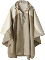 womens Raincoat Cape Coat - A-khaki-white
