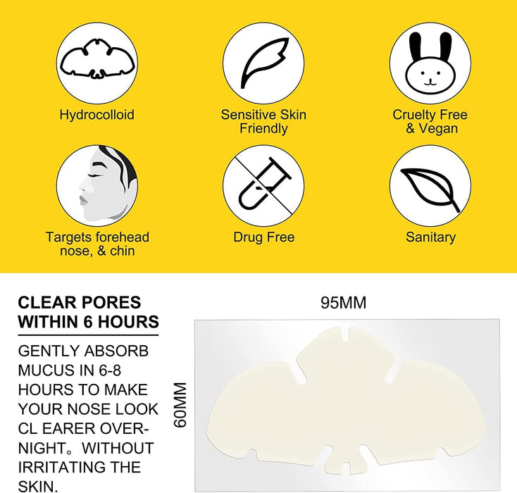 SYOSI Hydrocolloid Nose Patch, 1 Pack-12 Pcs, Blackhead Nasal Patch, Deep Cleansing Pore Strips, Remove Blackheads and Unclog Pores, Clean Oily Skin