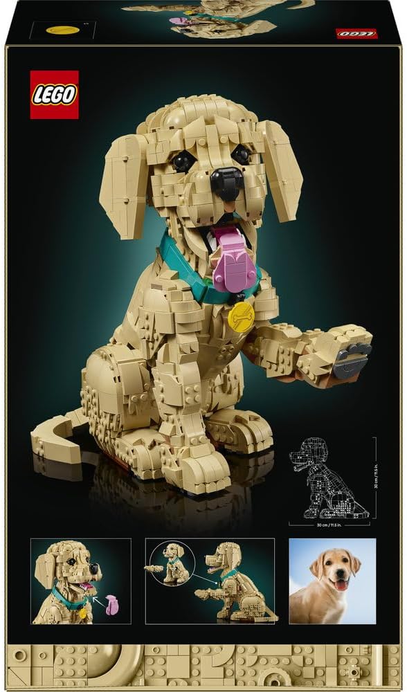 Icons Golden Retriever Puppy 11384 Animal Figure Building Set for Adults, Collar & Medallion Details, Shelf or Desk Decor, Crafts Gift Idea, 2,102 Pieces
