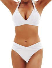 Yonique Women Two Piece Bathing Suits Push Up Bikini Set Halter Swimsuit Vintage Swimwear